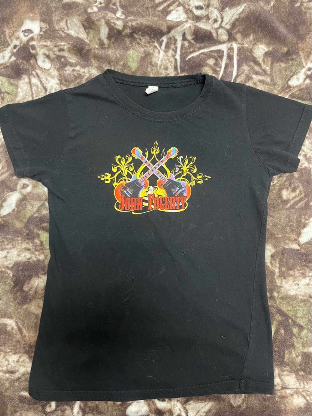 John Fogerty Black Tee with Blue Logo Tag